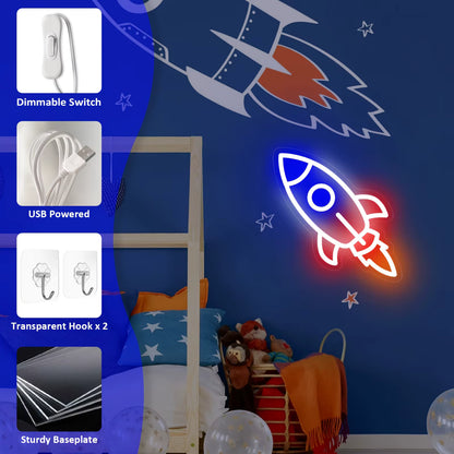 Acrylic rocket LED neon light bedroom decor