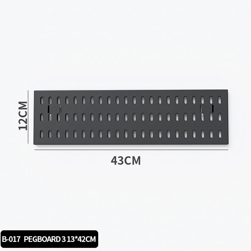 Black gaming pegboard wall organiser with holders, view 46