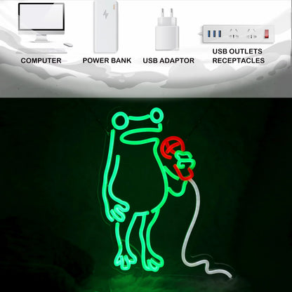 Singing frog neon sign birthday gift music lovers