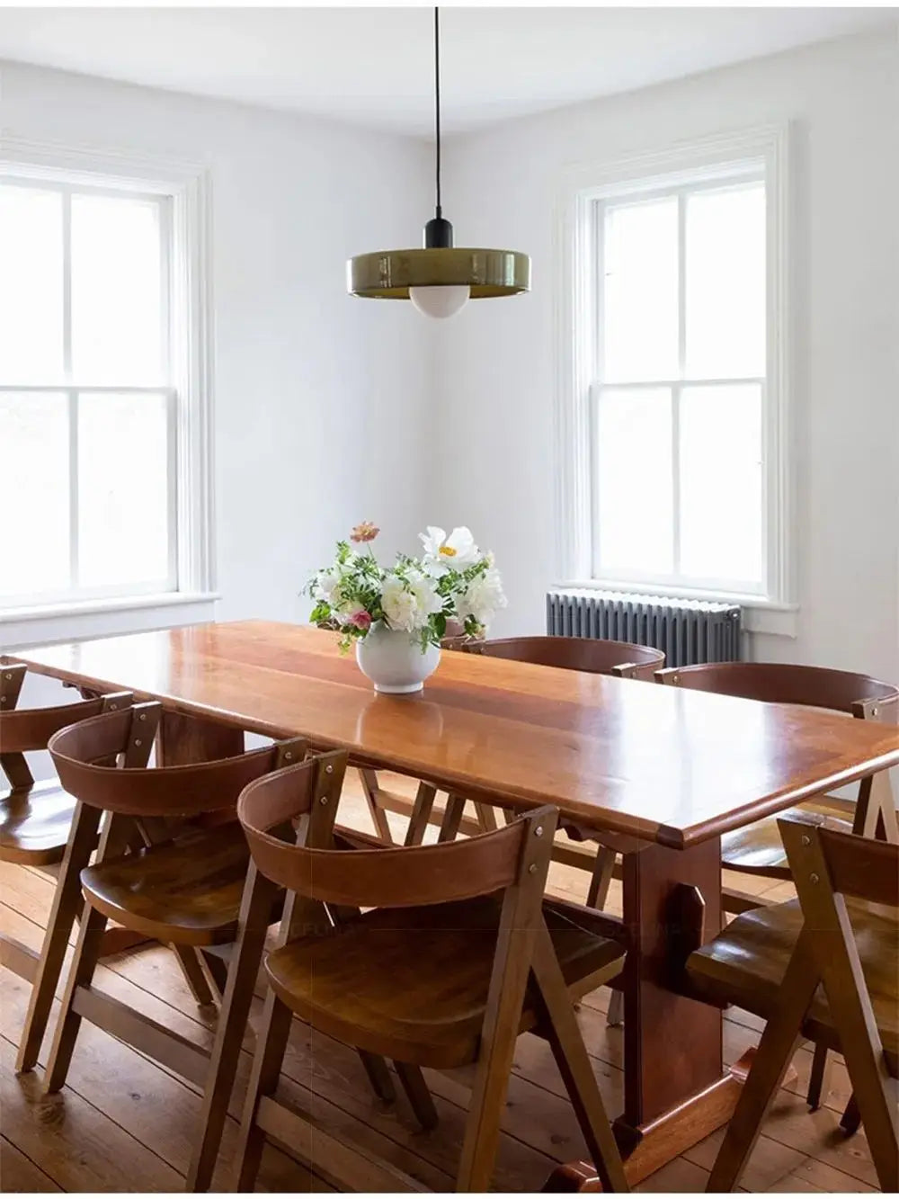 Hand-blown glass pendant light green Bauhaus style