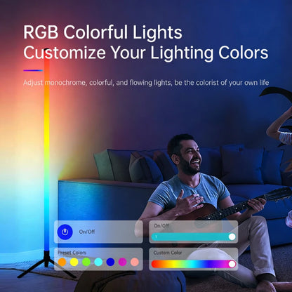 120CM ambient light bar glowing with RGB colors, smart device controlled LED corner lamp