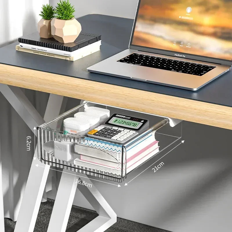 Pull out storage drawer for under a desk top, view 8
