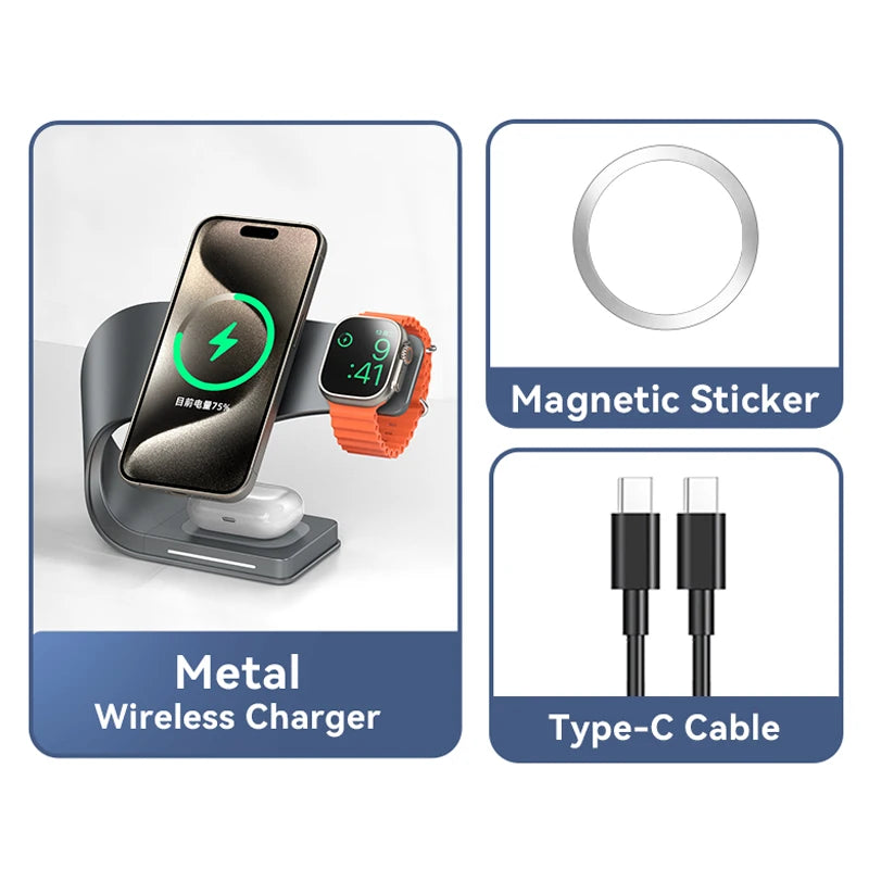 Metal bodied 4 in 1 magnetic wireless charger, view 9