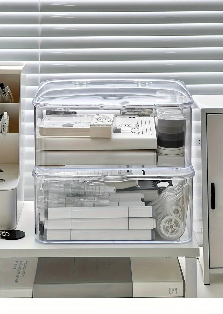 Clear acrylic clamshell storage box with flip lid, view 6