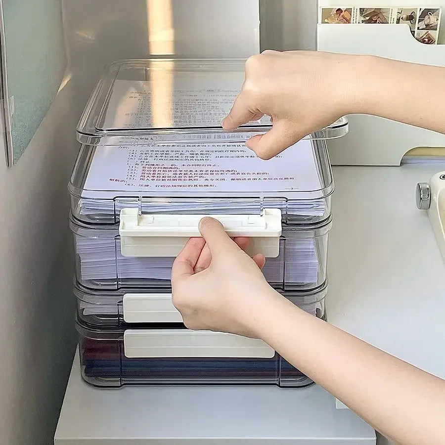 Clear A4 document box for paper storage, view 6