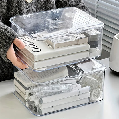 Clear acrylic clamshell storage box with flip lid