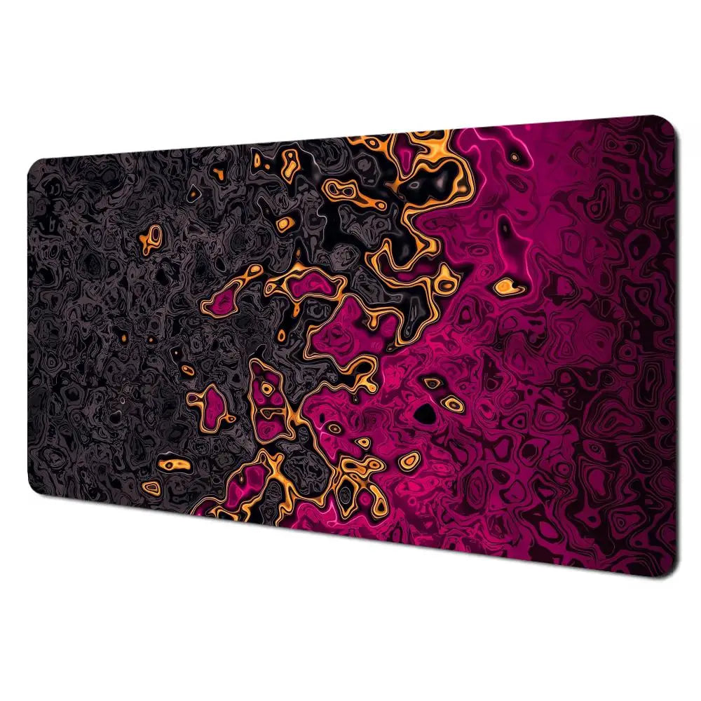 Black XXL desk mat with a wave print, view 3
