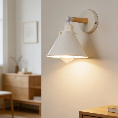 Black wooden wall lamp bedside reading light