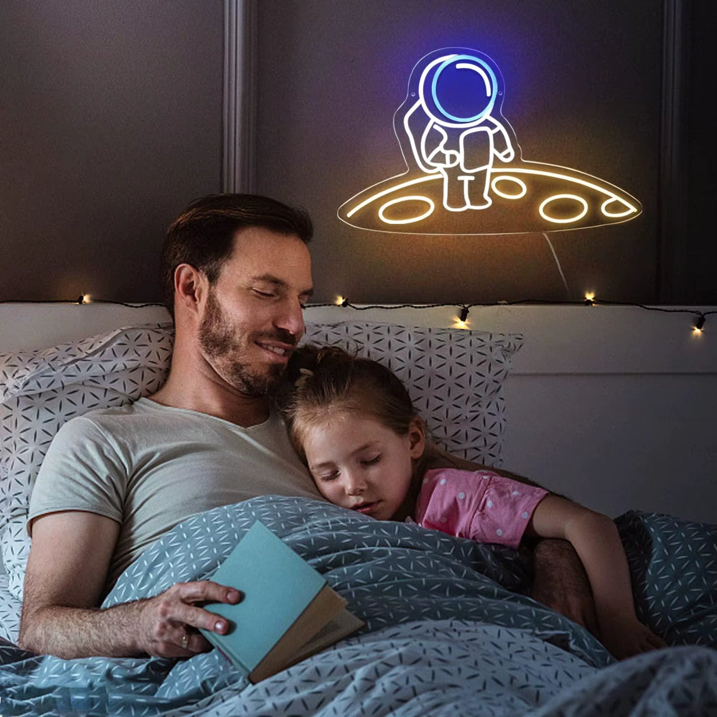 Dimmable astronaut LED neon light wall installation