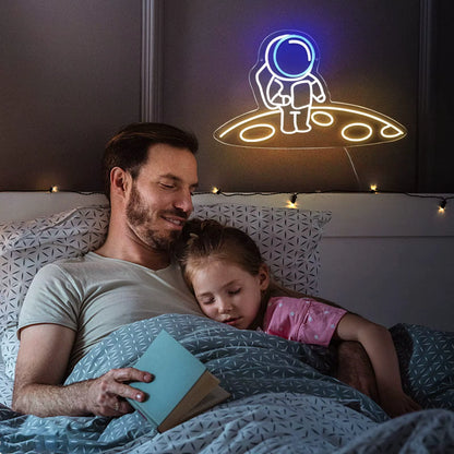 Dimmable astronaut LED neon light wall installation