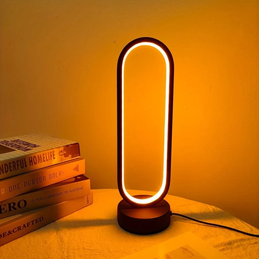 USB LED night light with 10-level adjustable brightness, circular desk lamp for bedroom and study