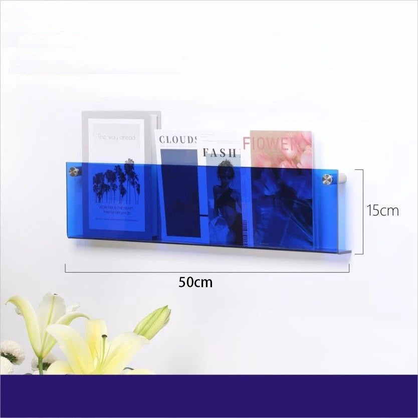 Wall mount acrylic magazine rack organization display