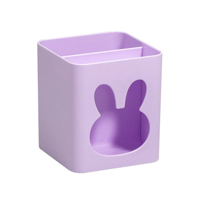 Round plastic pen holder with a small bear design, view 8