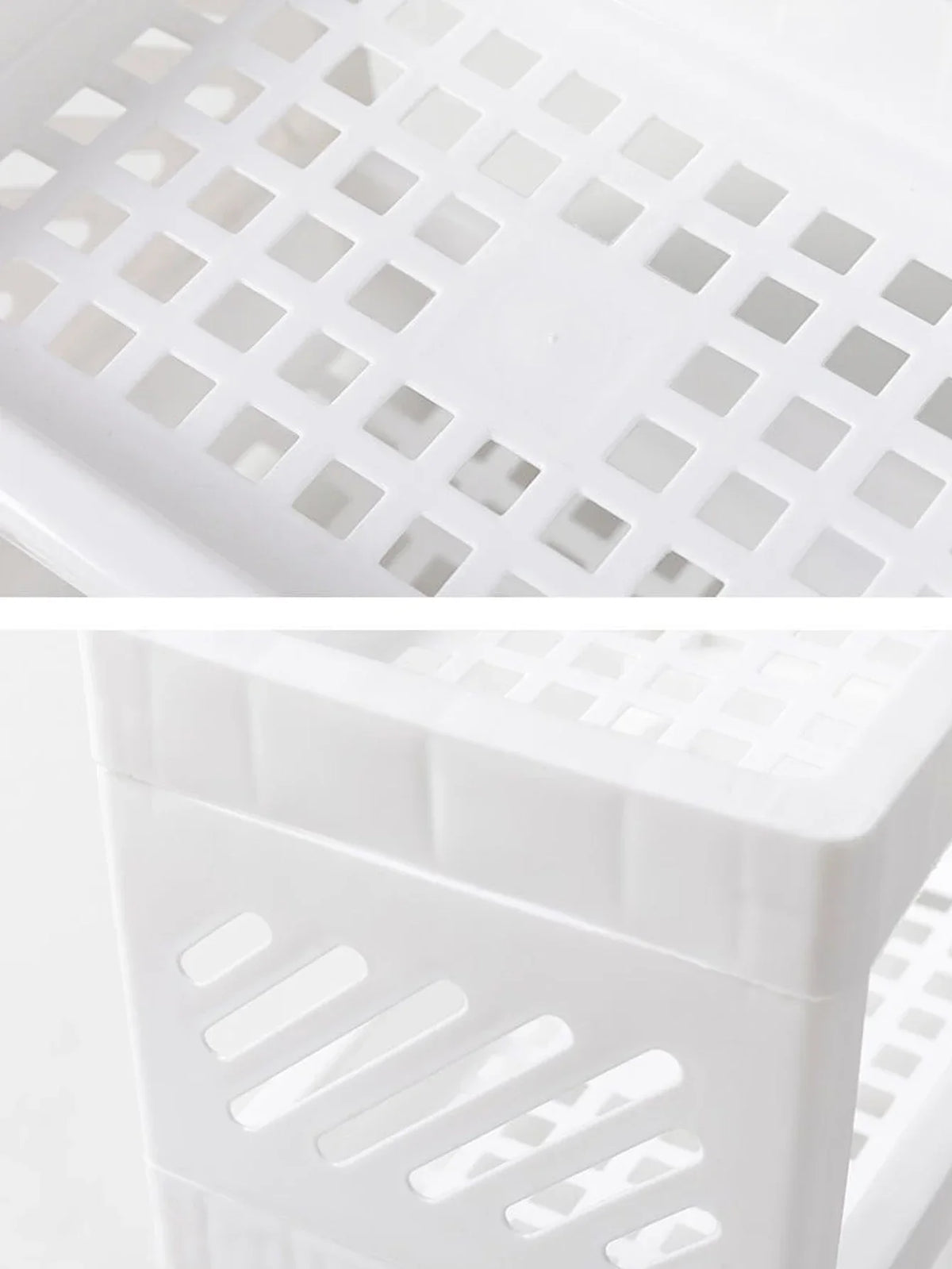 Double layer storage rack in pink, blue or white plastic, view 6