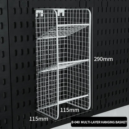 Wall pegboard with hooks, baskets and accessories, view 36