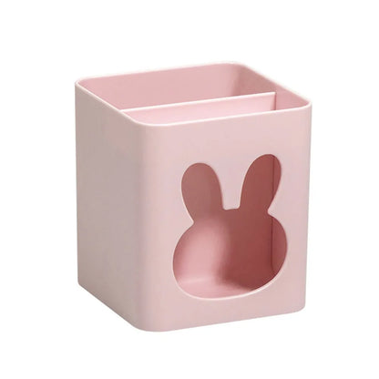 Round plastic pen holder with a small bear design, view 7