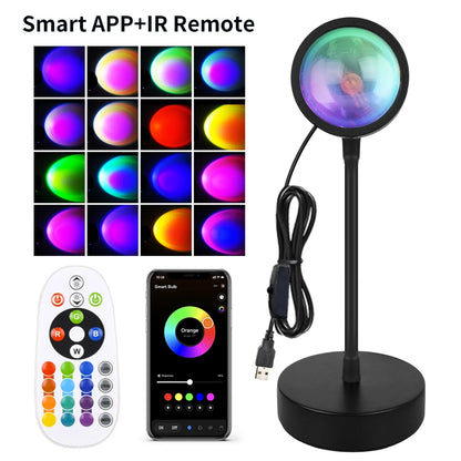 Modern smart sunset lamp with aluminum head and silicone sleeve