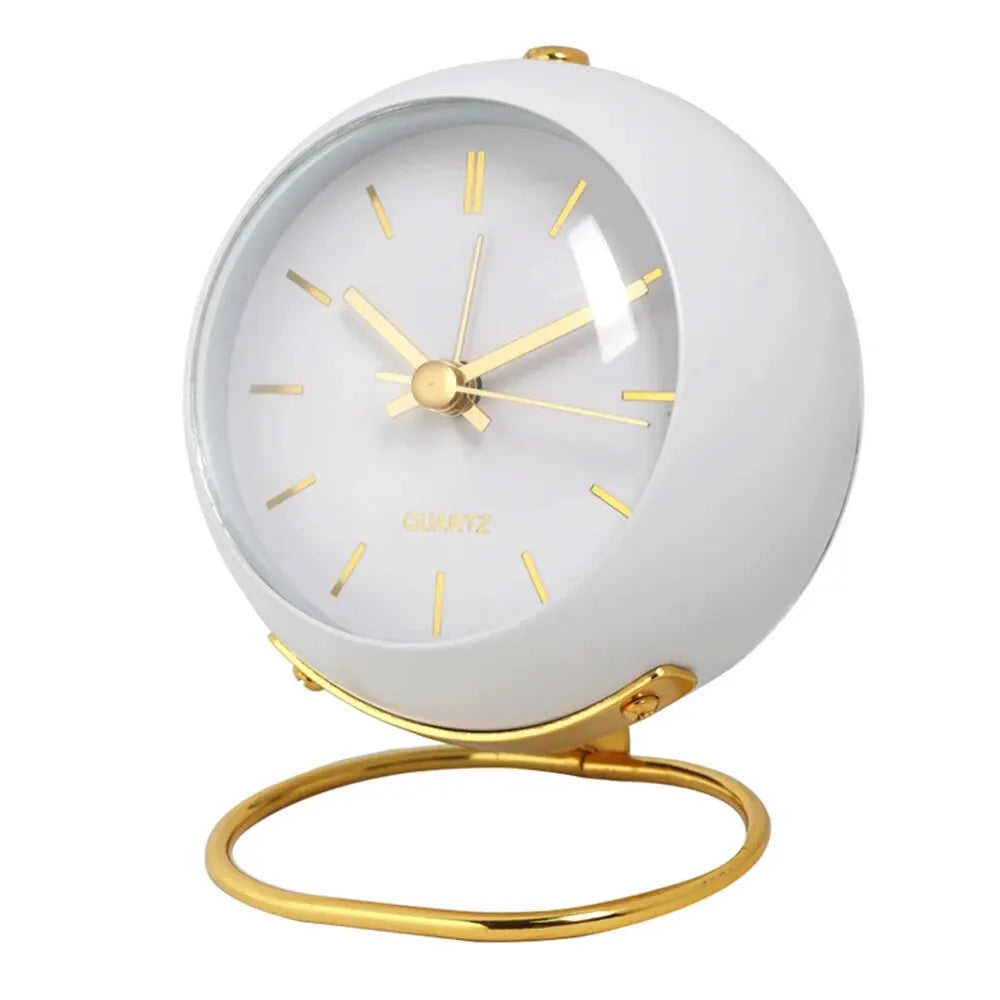 Small metal desk alarm clock with luminous hands, view 8