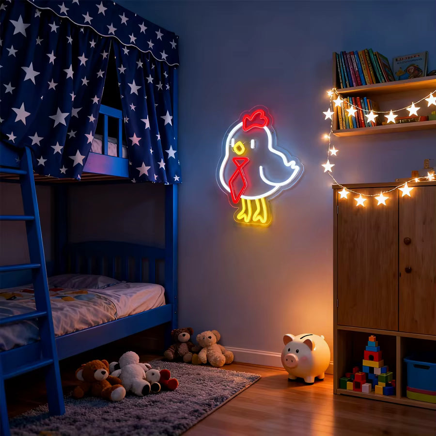 Cartoon chicken neon light birthday gift