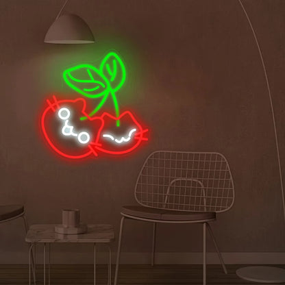 Cherry cat neon sign birthday gift fruit lovers