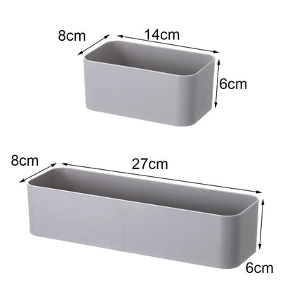 Adhesive wall mounted storage box in grey or white, view 3