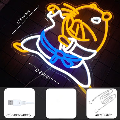 Capybara neon wall decor birthday party gift