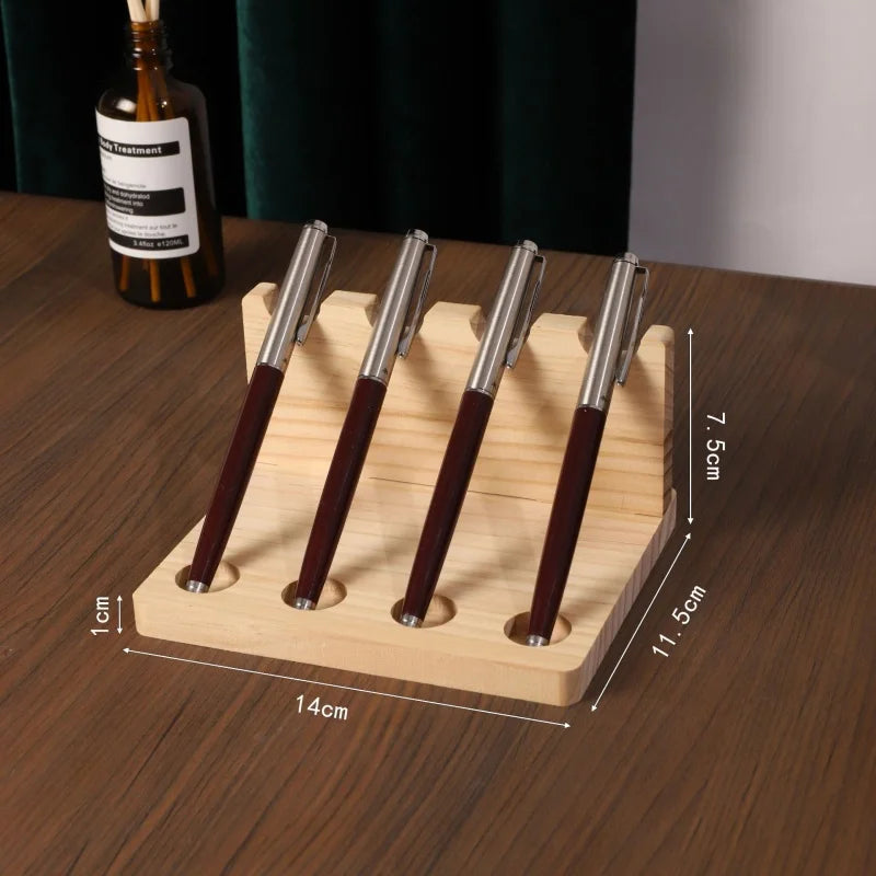 Walnut desk organiser with pen compartments and a phone slot, view 5