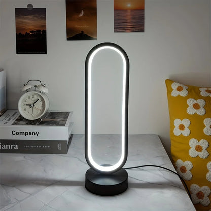 USB powered circular LED desk lamp with brightness control, durable ABS construction for nightstand