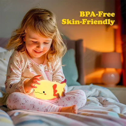 Touch activated cute axolotl night light with 20-minute auto-off timer for baby sleep