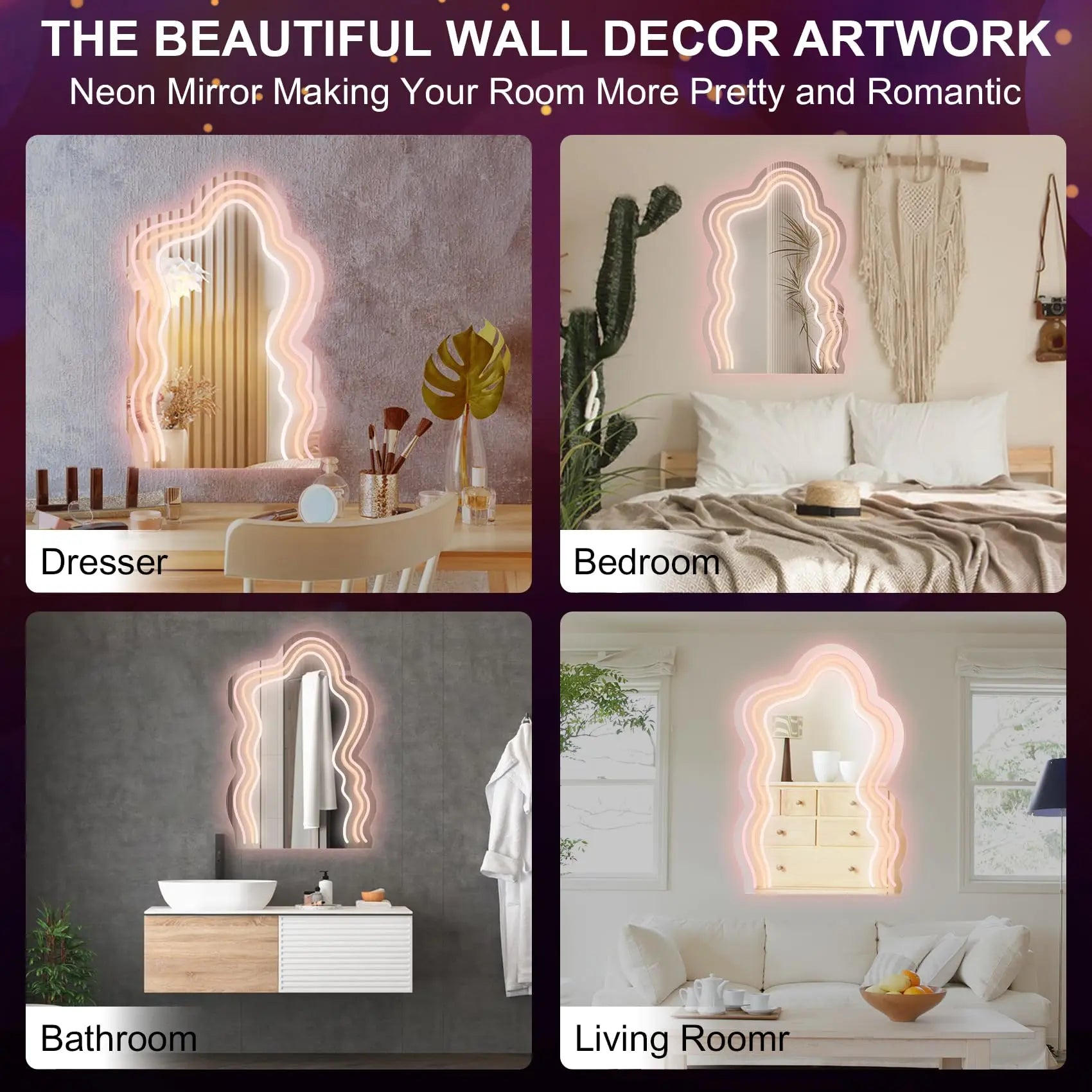 Cloud mirror LED light beauty studio decor