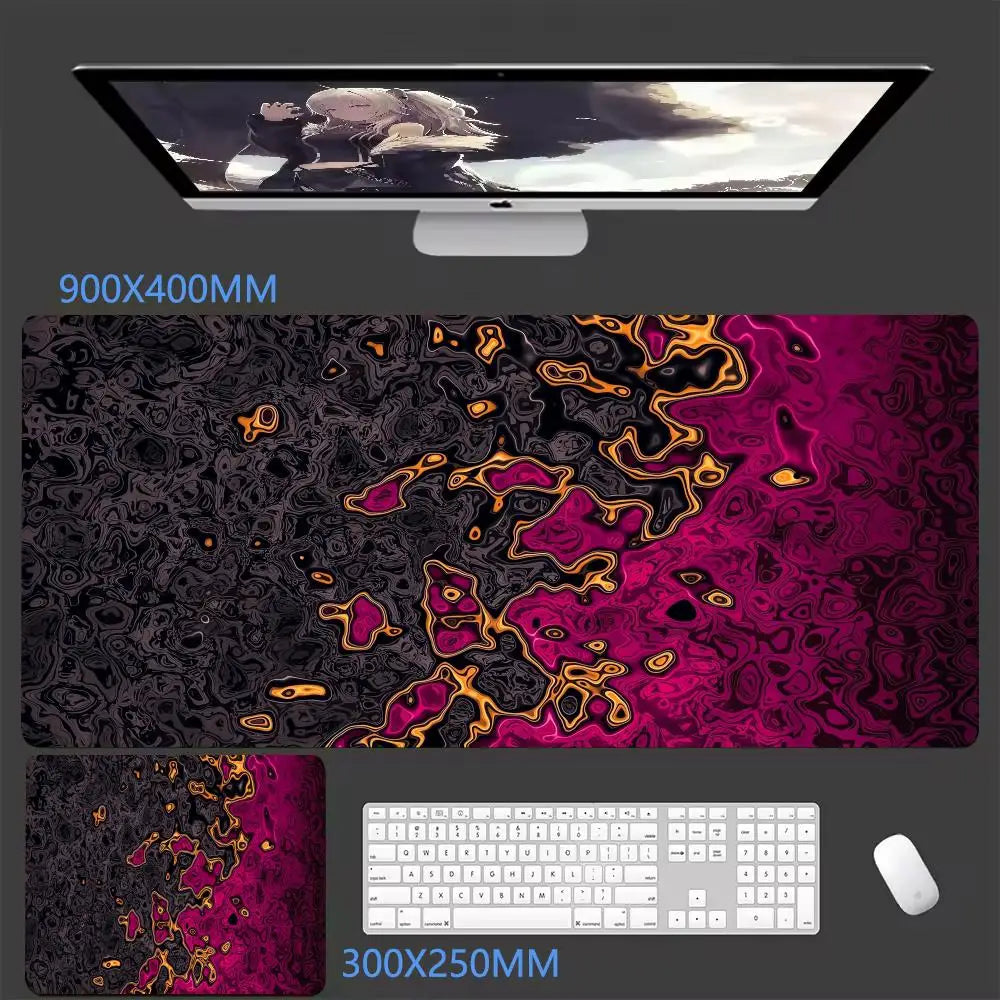 Black XXL desk mat with a wave print, view 14