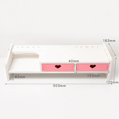 Monitor riser with drawers in pink or white, view 9