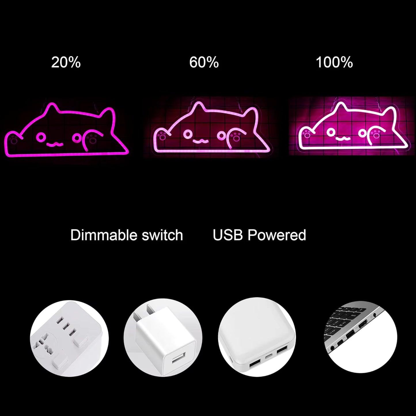 Cat meme LED neon light cafe wall decor