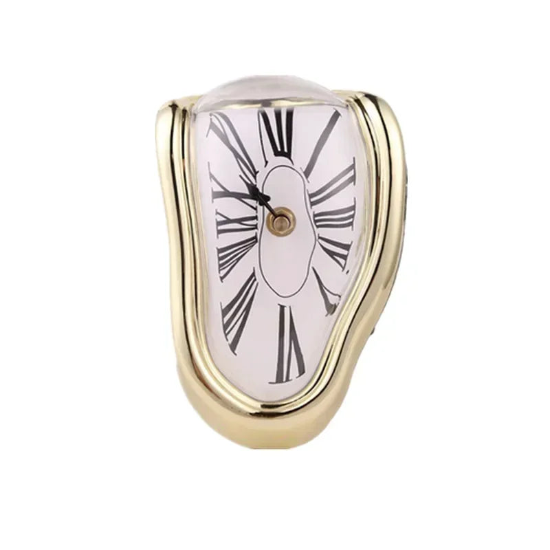 Black surreal distorted clock with Roman numerals