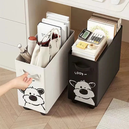 Wheeled under desk storage cart in white or black, view 5