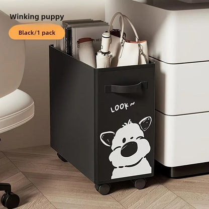 Wheeled under desk storage cart in white or black, view 9