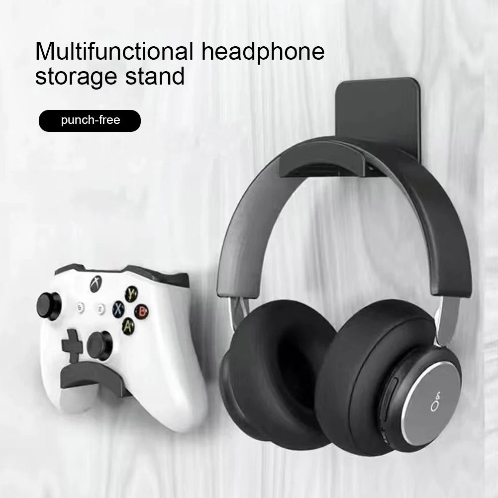 Adhesive under desk headphone hook in white, view 6