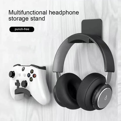 Adhesive under desk headphone hook in white, view 6