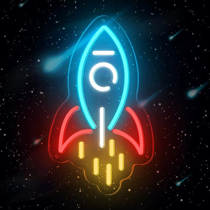 Rocket neon sign birthday gift for boys