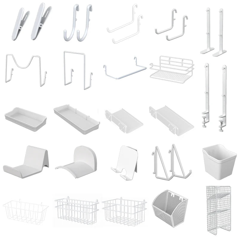 Wall pegboard with hooks, baskets and accessories, view 5
