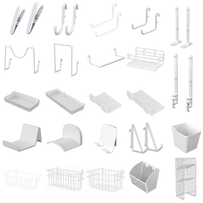 Wall pegboard with hooks, baskets and accessories, view 5