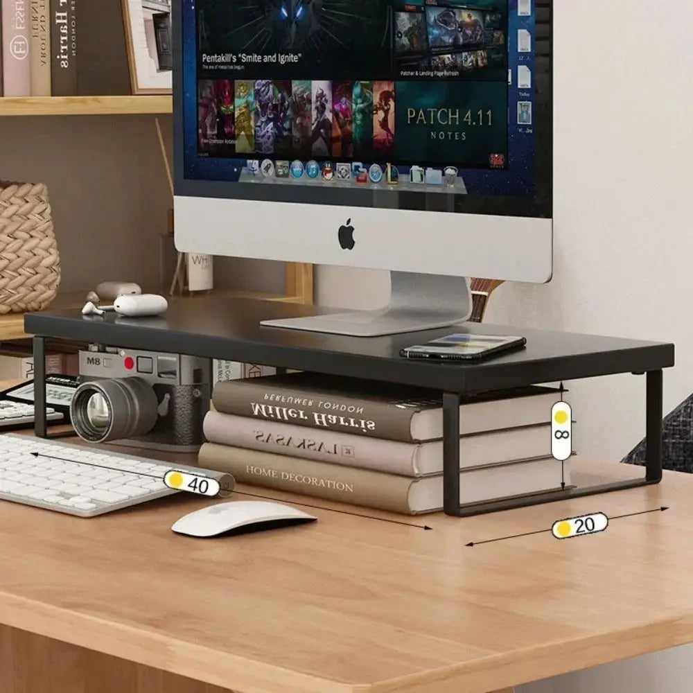 Monitor riser with storage, iron frame and wooden top, view 7