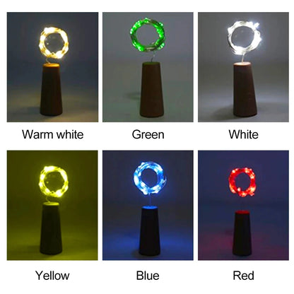 Cork stopper light glowing inside wine bottle