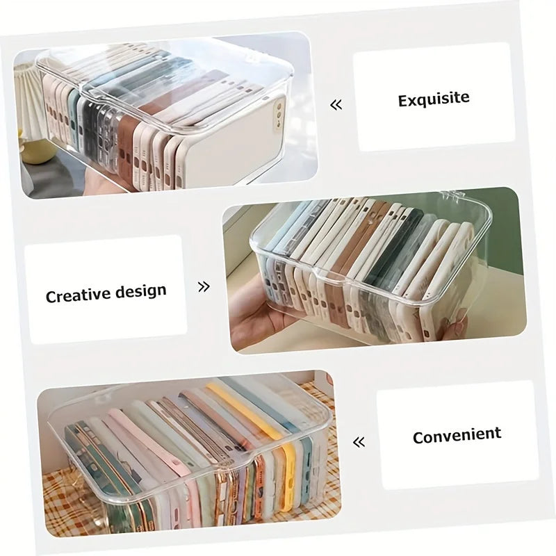 Clear acrylic clamshell storage box with flip lid, view 4