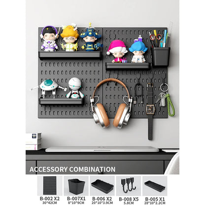 Wall pegboard with hooks, baskets and accessories, view 57