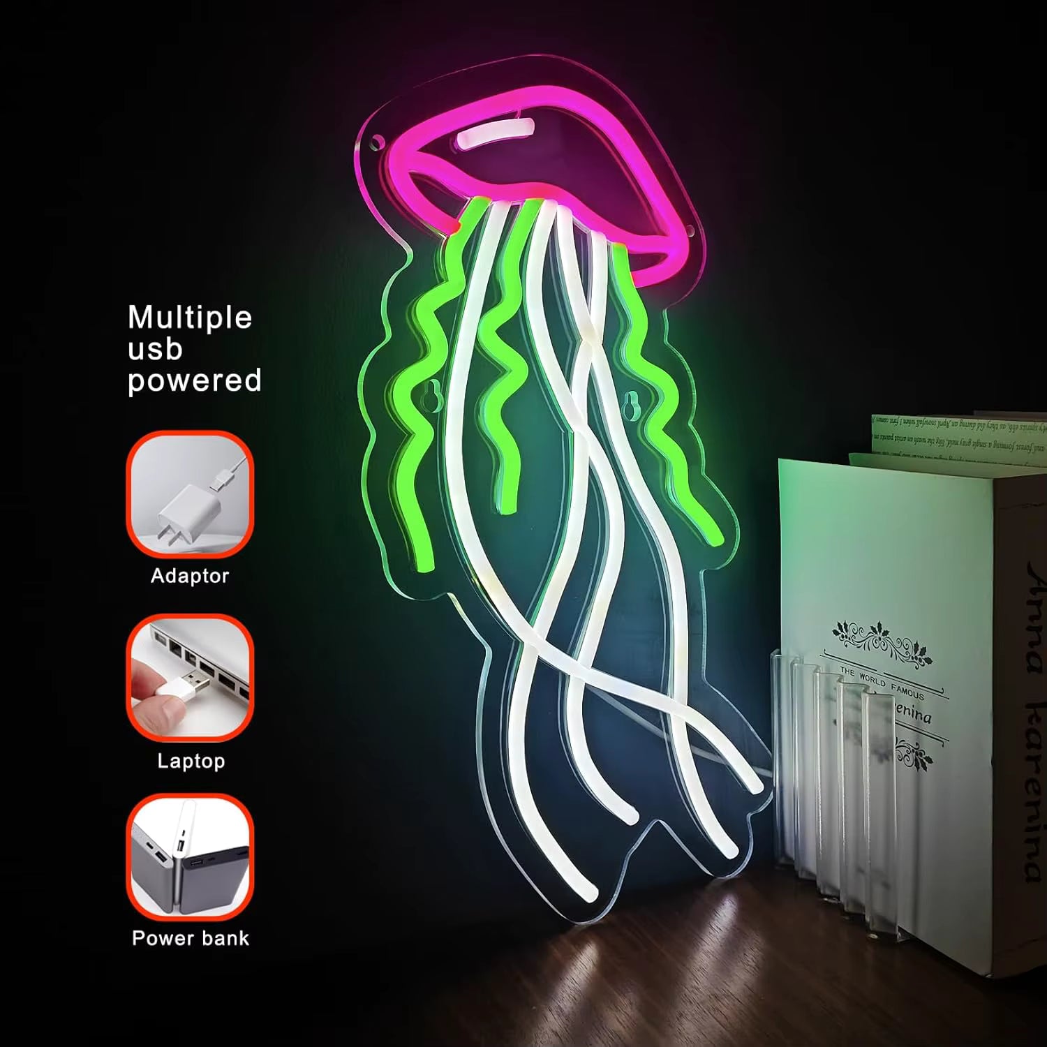 Jellyfish LED neon light bar wall art