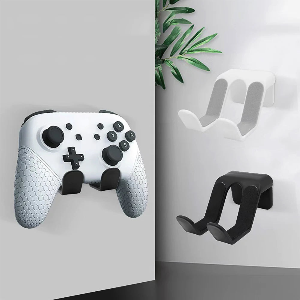 Adhesive under desk headphone hook in white, view 4