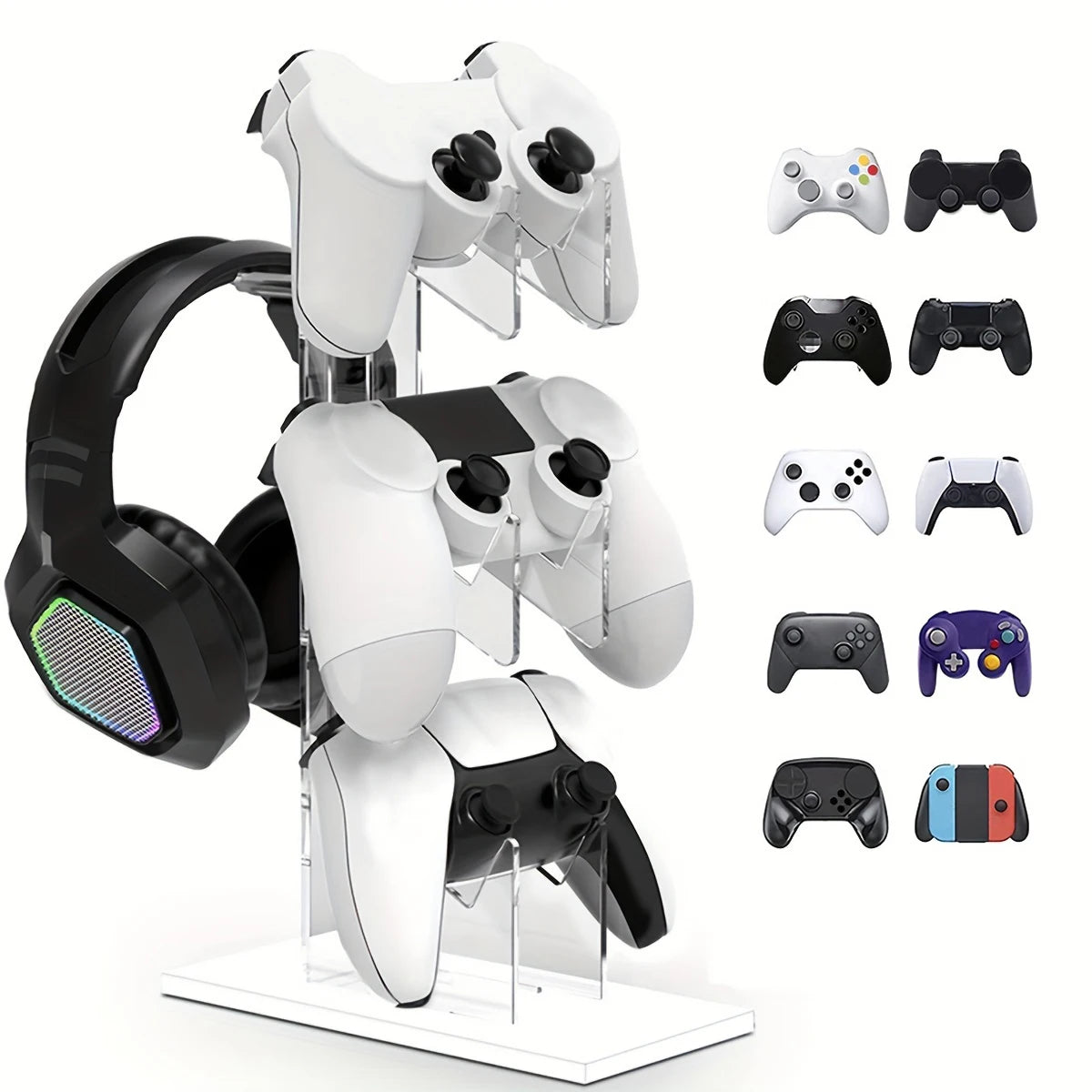 Three tier controller and headphone holder, view 3