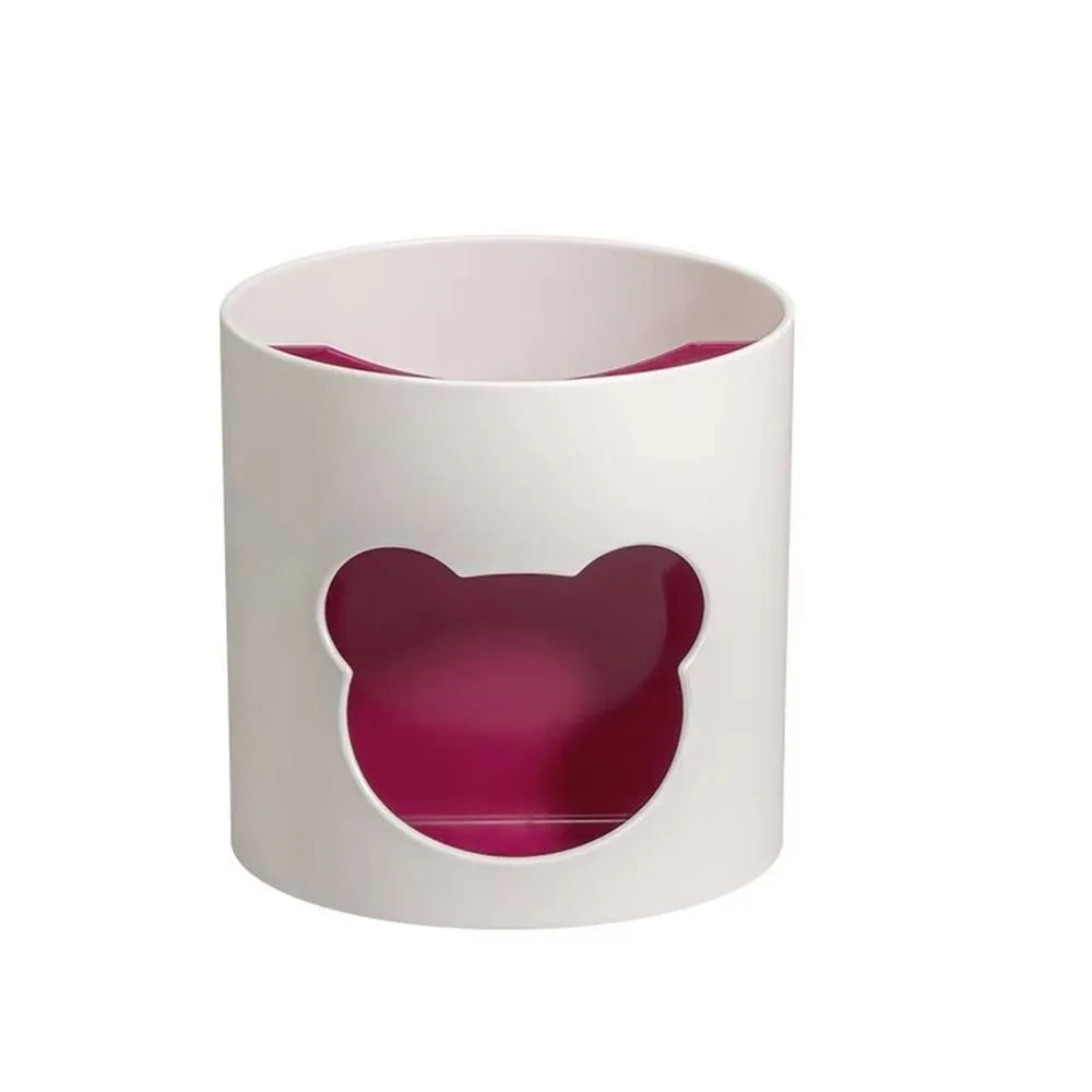 Round plastic pen holder with a small bear design, view 11