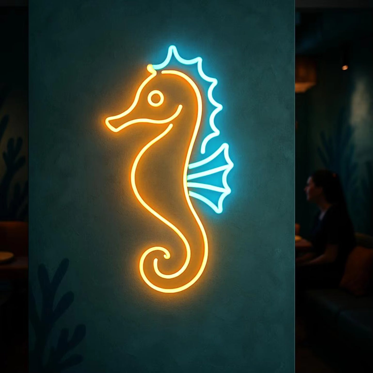 USB plug powered seahorse neon sign install